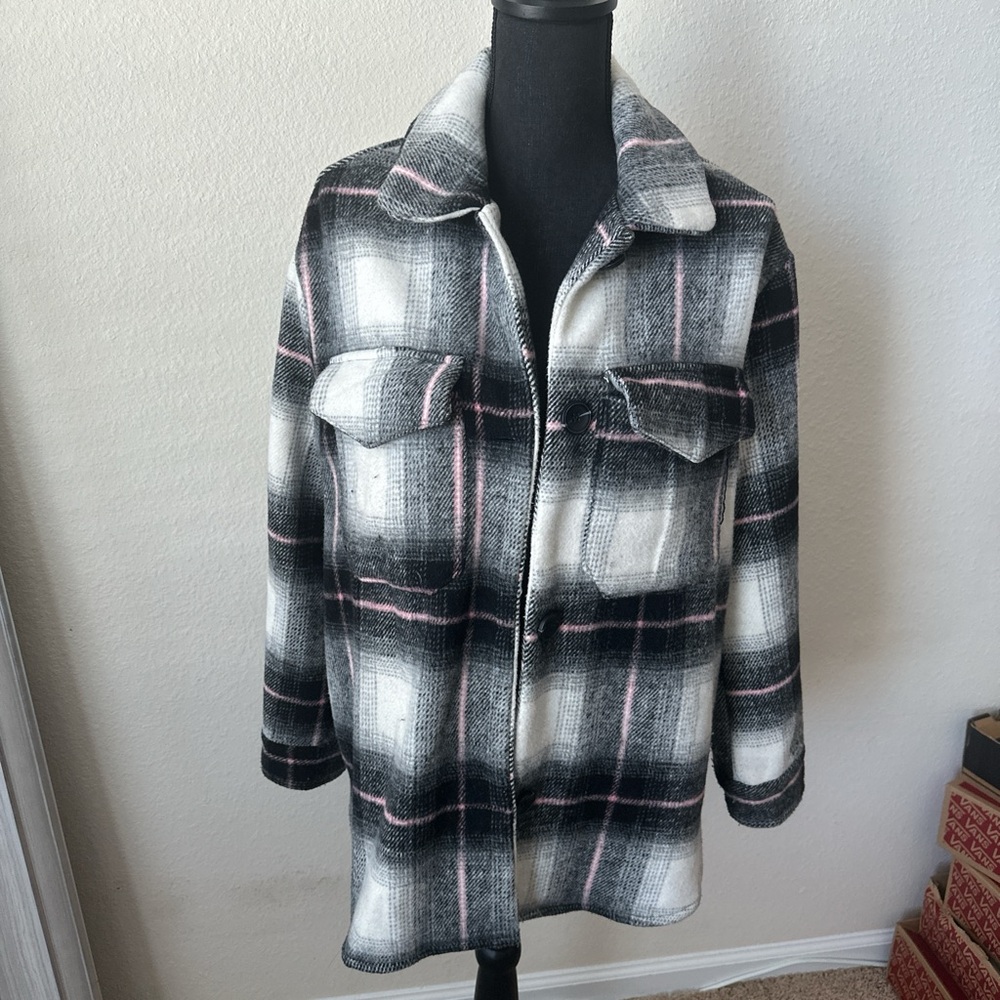 Plaid Women's Jacket - Black, White, Pink